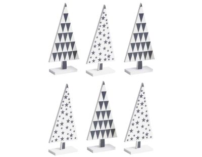 Sapin en bois laqué à motifs (Lot de 6)