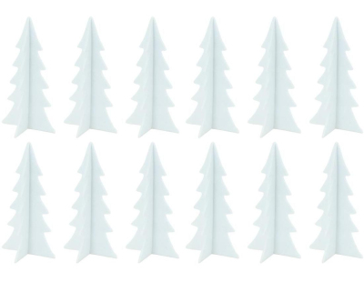 Sapins décoratifs en feutrine 20 cm (Lot de 12) (Blanc)