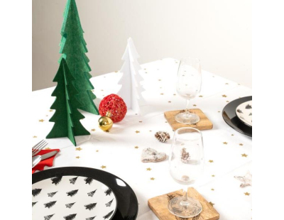 Sapins décoratifs en feutrine 20 cm (Lot de 12) (Blanc)