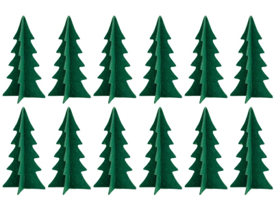 Sapins décoratifs en feutrine 20 cm (Lot de 12) (Vert)