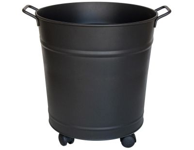 Seau à bûches ou granulés avec roulettes en acier galvanisé