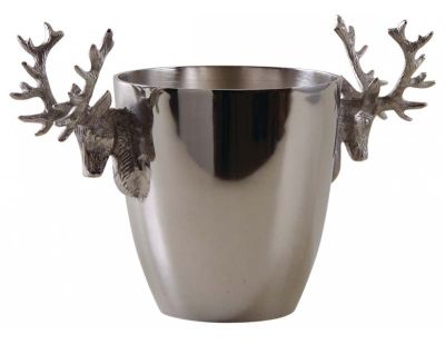 Seau à champagne tête de cerf en aluminium