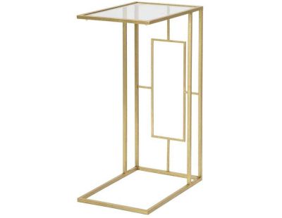 Selette en métal doré Cube et verre 40.5 x 25.5 x 60 cm