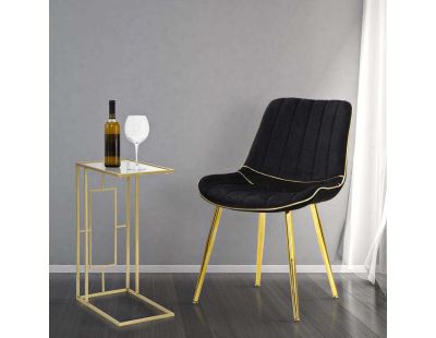 Selette en métal doré Cube et verre 40.5 x 25.5 x 60 cm