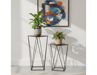 Sellette design en métal noir (36 x 36 x 61 cm)