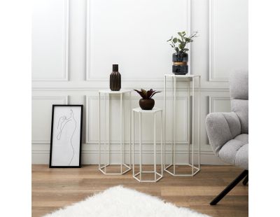 Sellettes assorties en métal (Lot de 3) (Blanc)