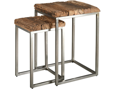 Sellettes en bois massif et acier brossé (Lot de 2)