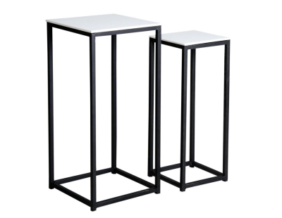 Sellettes carrées en bois et métal (Lot de 2)