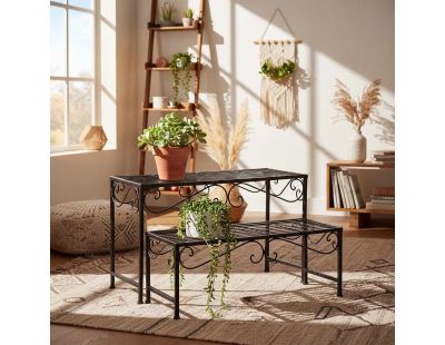 Sellettes porte-plantes en métal vieilli (Lot de 2)