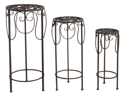 Sellettes rondes en métal vieilli (Lot de 3)