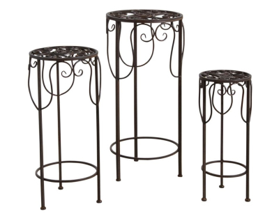 Sellettes rondes en métal vieilli (Lot de 3)