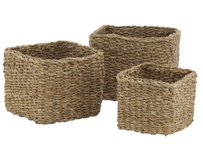 Série de 3 cache-pots en jonc naturel (Lot de 3)