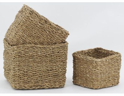 Série de 3 cache-pots en jonc naturel (Lot de 3)
