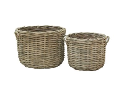 Cache-pots en poelet fendu sable (lot de 2)