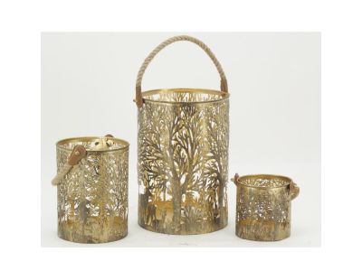 Lanternes en métal doré Cerf (lot de 3)