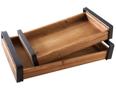 Plateaux modernes en bois (Lot de 2)