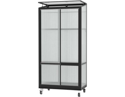 Serre de balcon en polycarbonate 4 mm et aluminium sur roulettes  Polis (Noir)