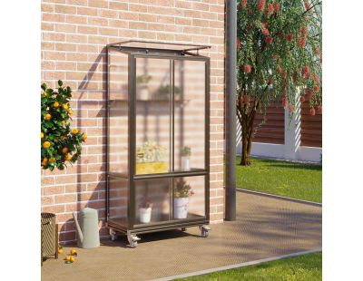 Serre de balcon en polycarbonate 4 mm et aluminium sur roulettes  Polis (Noir)