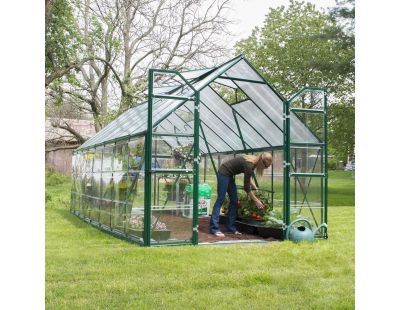 Serre de jardin en aluminium vert et polycarbonate Balance (11.9m²)