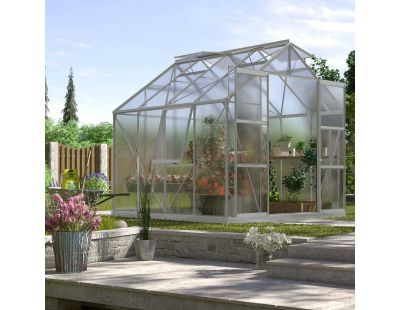 Serre de jardin en polycarbonate 6 mm et aluminium anodisé Jupiter (Longueur de 258 cm)