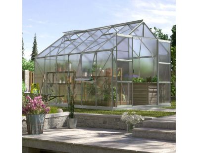 Serre de jardin en polycarbonate 4 mm et aluminium anodisé Jupiter (Longueur de 383 cm)