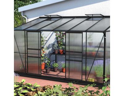 Serre de jardin en polycarbonate 4 mm et aluminium noir Ida (201. x 386.50 x 220.80 cm)