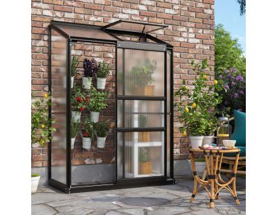 Serre de jardin en polycarbonate 4 mm et aluminium noir Ida (68.8 x 130.60 x 182.30 cm)