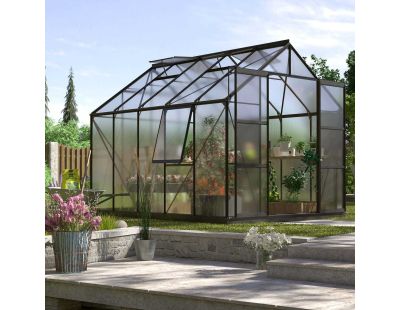 Serre de jardin en polycarbonate 4 mm et aluminium noir Jupiter (Longueur de 321 cm)