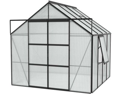 Serre de jardin en polycarbonate 4 mm et aluminium noir Jupiter (Longueur de 258 cm)