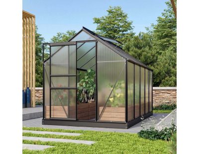 Serre de jardin en polycarbonate 6 mm et aluminium noir Venus (Longueur de 321 cm)