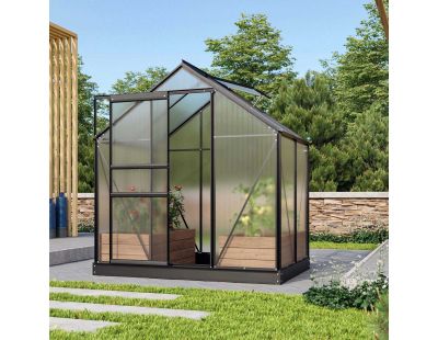 Serre de jardin en polycarbonate 4 mm et aluminium noir Venus (Longueur de 131 cm)