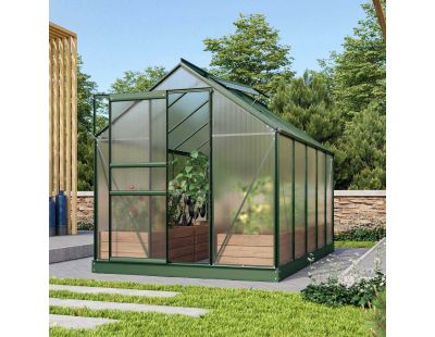 Serre de jardin en polycarbonate 4 mm et aluminium vert émeraude Venus (Longueur de 321 cm)