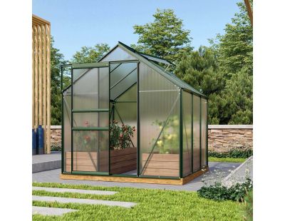 Serre de jardin en polycarbonate 6 mm et aluminium vert émeraude Venus (Longueur de 195 cm)