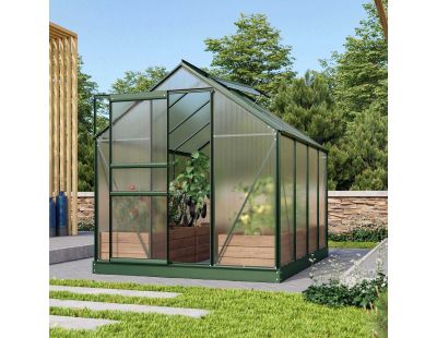 Serre de jardin en polycarbonate 6 mm et aluminium vert émeraude Venus (Longueur de 257 cm)