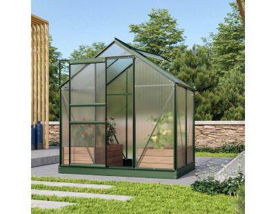 Serre de jardin en polycarbonate 6 mm et aluminium vert émeraude Venus (Longueur de 131 cm)