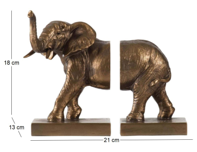 Serre-livres en résine éléphant (Lot de 2)