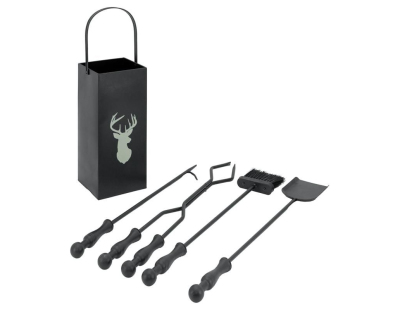 Serviteur de cheminée moderne 4 accessoires (Cerf)