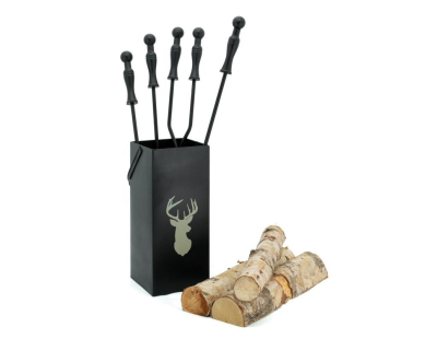 Serviteur de cheminée moderne 4 accessoires (Cerf)
