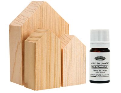 Set anti-mites avec maisons en bois de cèdre et huiles essentielles