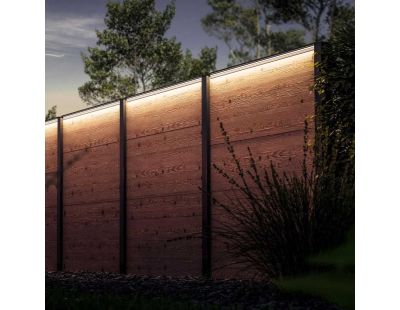 Set 3 barettes lumineuses transformateur et prolongateur pour clôture en bois 1.73 m (Anthracite)