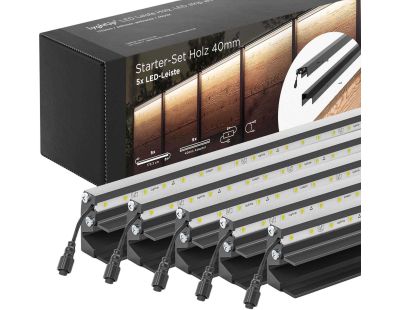 Set 5 barettes lumineuses transformateur et prolongateur pour clôture en bois 1.73 m (Anthracite)