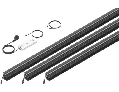 Set 3 barettes lumineuses transformateur et prolongateur pour clôture composite 1.73 m (Anthracite)