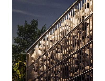 Set 5 barettes lumineuses transformateur et prolongateur pour clôture en métal et gabions 1.96 m (Argent)