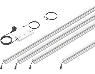 Set 5 barettes lumineuses transformateur et prolongateur pour clôture en métal et gabions 2.46 m (Argent)