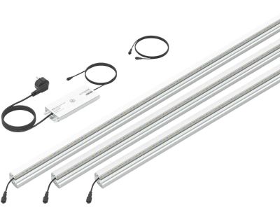 Set 3 barettes lumineuses transformateur et prolongateur pour clôture en métal et gabions 1.96 m (Argent)