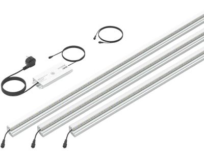 Set 3 barettes lumineuses transformateur et prolongateur pour clôture en métal et gabions 2.46 m (Argent)
