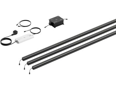 Set 3 barettes lumineuses transformateur et prolongateur pour clôture en métal et gabions 2.46 m (Anthracite)