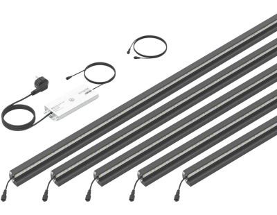Set 5 barettes lumineuses transformateur et prolongateur pour clôture en métal et gabions 2.46 m (Anthracite)