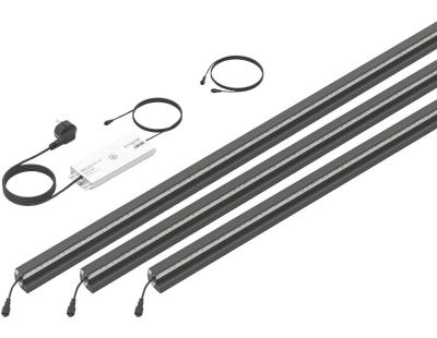 Set 3 barettes lumineuses transformateur et prolongateur pour clôture en métal et gabions 1.96 m (Anthracite)