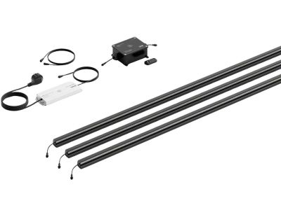 Set 3 barettes lumineuses transformateur et prolongateur pour clôture en métal et gabions 1.96 m (Anthracite)